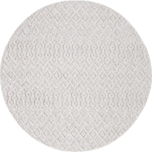 Grey 7' x 7' Outdoor Trellis Textured Round Area Rug Weather Resistant for Patio, Deck, Terrace, Balcony, Porch Geometric Design Water Safe Outside Carpet for Sale at Rug Engine