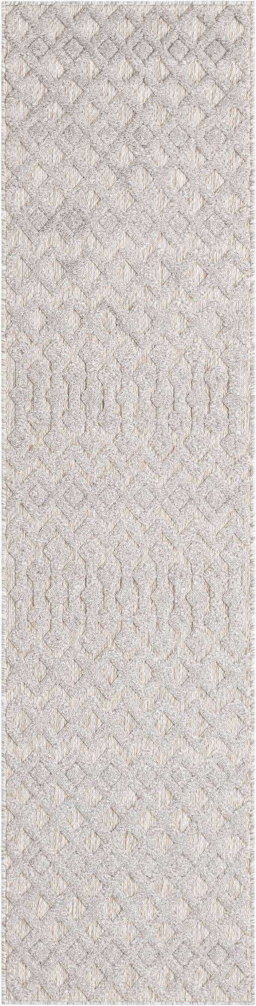 Grey 2' x 8' Outdoor Trellis Textured Runner Area Rug Weather Resistant for Patio, Deck, Terrace, Balcony, Porch Geometric Design Water Safe Outside Carpet for Sale at Rug Engine