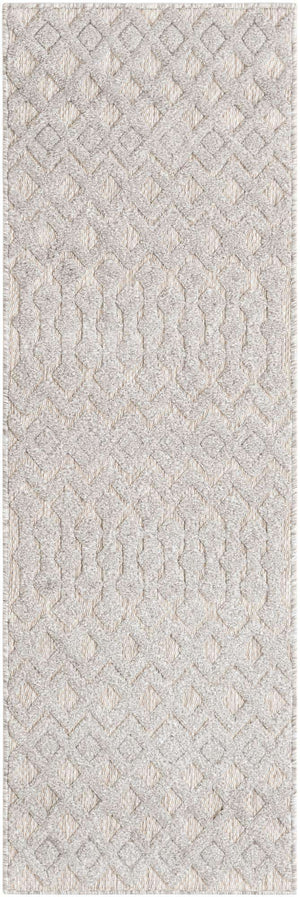 Grey 2' x 6' Outdoor Trellis Textured Runner Area Rug Weather Resistant for Patio, Deck, Terrace, Balcony, Porch Geometric Design Water Safe Outside Carpet for Sale at Rug Engine