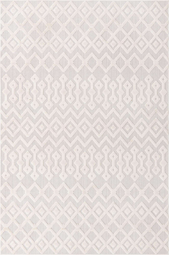 Ivory 6' x 9' Outdoor Trellis Textured Rectangle Area Rug Weather Resistant for Patio, Deck, Terrace, Balcony, Porch Geometric Design Water Safe Outside Carpet for Sale at Rug Engine