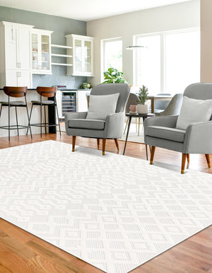 Ivory 8' x 10' Outdoor Trellis Textured Rectangle Rug