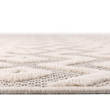 Ivory 7' 10 x 7' 10 Outdoor Trellis Textured Square Area Rug Weather Resistant for Patio, Deck, Terrace, Balcony, Porch Geometric Design Water Safe Outside Carpet for Sale at Rug Engine