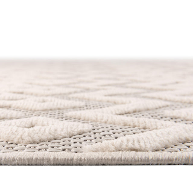 Ivory 7' 10 x 7' 10 Outdoor Trellis Textured Square Area Rug Weather Resistant for Patio, Deck, Terrace, Balcony, Porch Geometric Design Water Safe Outside Carpet for Sale at Rug Engine