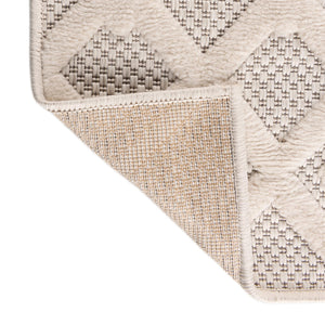 Ivory 7' 10 x 7' 10 Outdoor Trellis Textured Square Area Rug Weather Resistant for Patio, Deck, Terrace, Balcony, Porch Geometric Design Water Safe Outside Carpet for Sale at Rug Engine