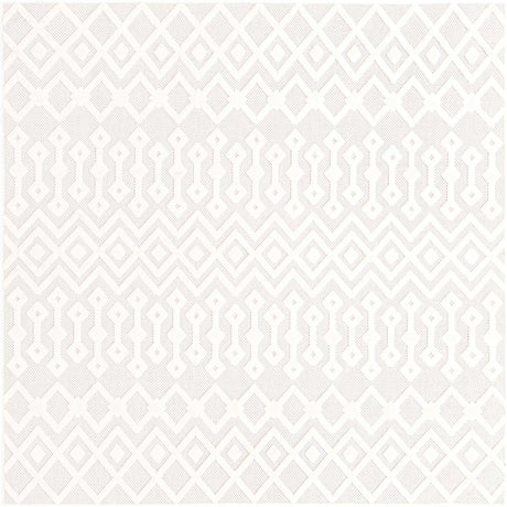 Ivory 7' 10 x 7' 10 Outdoor Trellis Textured Square Area Rug Weather Resistant for Patio, Deck, Terrace, Balcony, Porch Geometric Design Water Safe Outside Carpet for Sale at Rug Engine