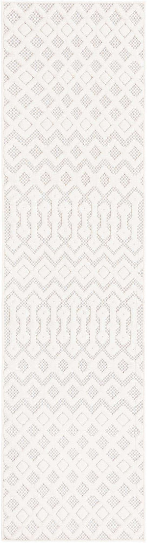 Ivory 2' x 8' Outdoor Trellis Textured Runner Area Rug Weather Resistant for Patio, Deck, Terrace, Balcony, Porch Geometric Design Water Safe Outside Carpet for Sale at Rug Engine