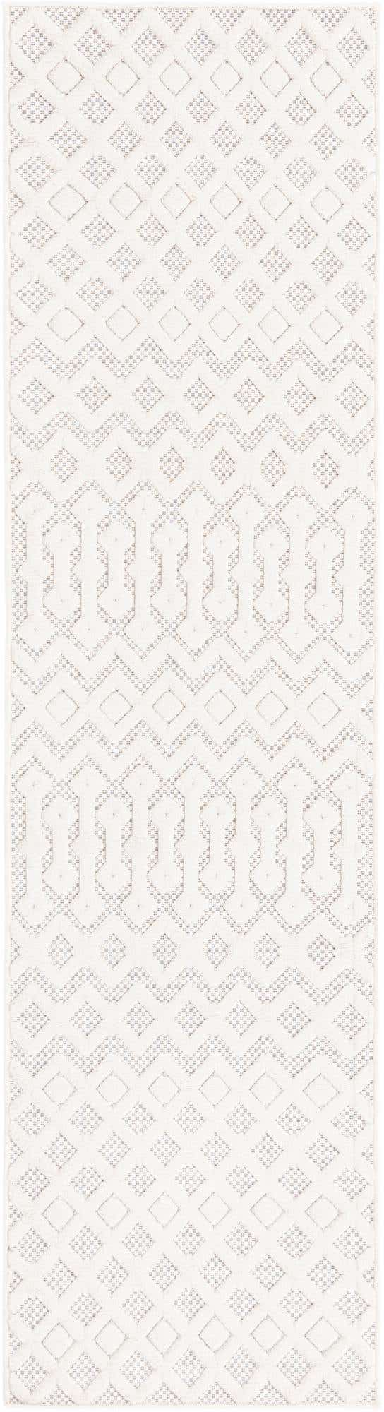 Ivory 2' x 8' Outdoor Trellis Textured Runner Area Rug Weather Resistant for Patio, Deck, Terrace, Balcony, Porch Geometric Design Water Safe Outside Carpet for Sale at Rug Engine