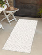 Ivory 2' x 6' Outdoor Trellis Textured Runner Area Rug Weather Resistant for Patio, Deck, Terrace, Balcony, Porch Geometric Design Water Safe Outside Carpet for Sale at Rug Engine