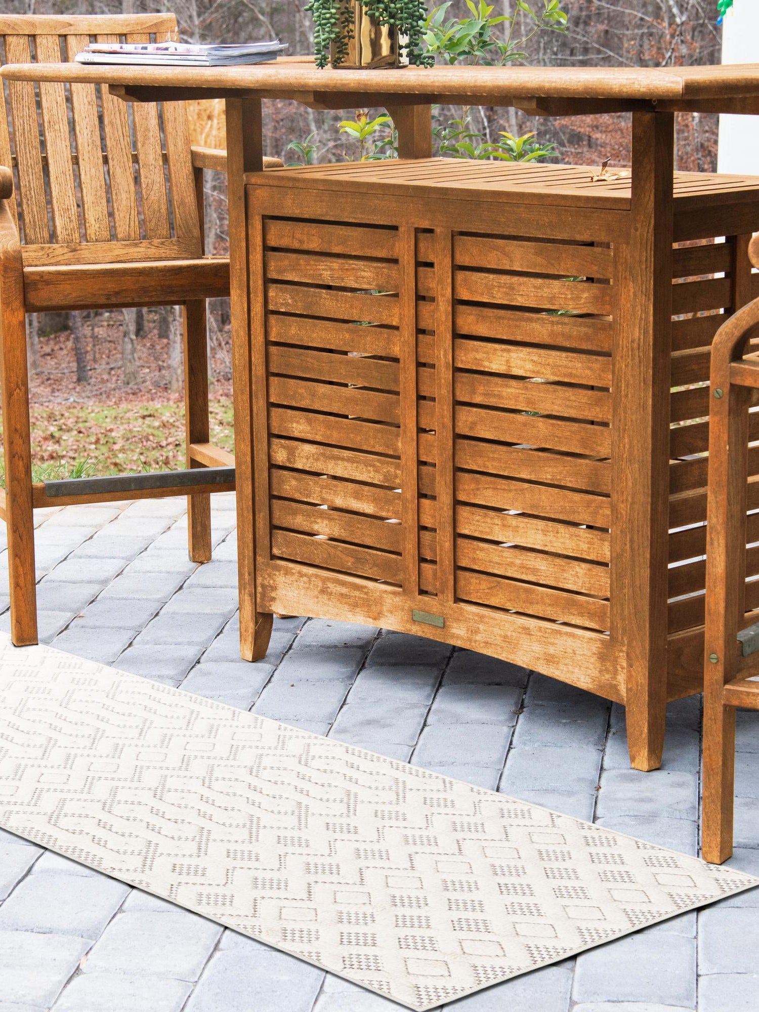 Ivory 2' x 6' Outdoor Trellis Textured Runner Area Rug Weather Resistant for Patio, Deck, Terrace, Balcony, Porch Geometric Design Water Safe Outside Carpet for Sale at Rug Engine