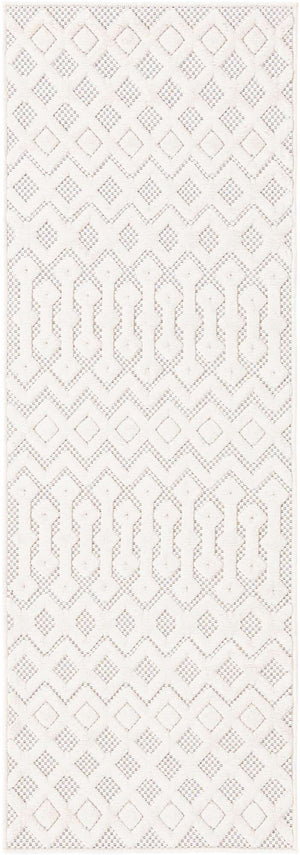 Ivory 2' x 6' Outdoor Trellis Textured Runner Area Rug Weather Resistant for Patio, Deck, Terrace, Balcony, Porch Geometric Design Water Safe Outside Carpet for Sale at Rug Engine