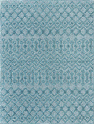Aqua 7' 10 x 10' Outdoor Trellis Textured Rectangle Area Rug Weather Resistant for Patio, Deck, Terrace, Balcony, Porch Geometric Design Water Safe Outside Carpet for Sale at Rug Engine