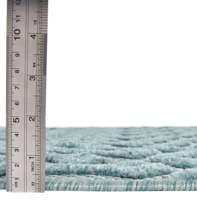 Aqua 7' 10 x 7' 10 Outdoor Trellis Textured Square Area Rug Weather Resistant for Patio, Deck, Terrace, Balcony, Porch Geometric Design Water Safe Outside Carpet for Sale at Rug Engine