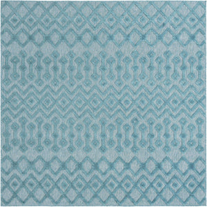 Aqua 7' 10 x 7' 10 Outdoor Trellis Textured Square Area Rug Weather Resistant for Patio, Deck, Terrace, Balcony, Porch Geometric Design Water Safe Outside Carpet for Sale at Rug Engine