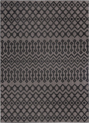 Charcoal 9' x 12' Outdoor Trellis Textured Rectangle Area Rug Weather Resistant for Patio, Deck, Terrace, Balcony, Porch Geometric Design Water Safe Outside Carpet for Sale at Rug Engine