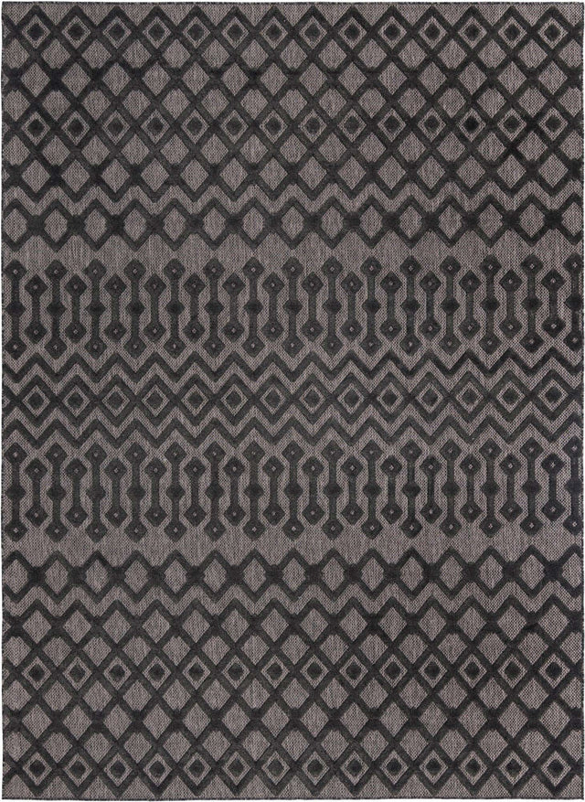 Charcoal 9' x 12' Outdoor Trellis Textured Rectangle Area Rug Weather Resistant for Patio, Deck, Terrace, Balcony, Porch Geometric Design Water Safe Outside Carpet for Sale at Rug Engine