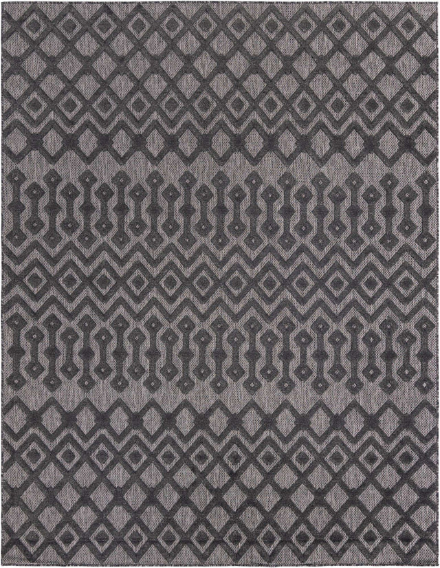 Charcoal 7' 10 x 10' Outdoor Trellis Textured Rectangle Area Rug Weather Resistant for Patio, Deck, Terrace, Balcony, Porch Geometric Design Water Safe Outside Carpet for Sale at Rug Engine