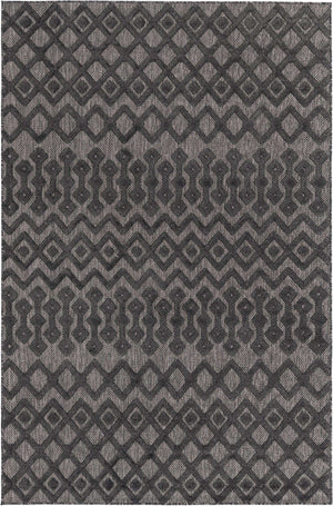 Charcoal 6' x 9' Outdoor Trellis Textured Rectangle Area Rug Weather Resistant for Patio, Deck, Terrace, Balcony, Porch Geometric Design Water Safe Outside Carpet for Sale at Rug Engine