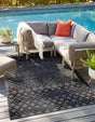 Charcoal 2' x 3' Outdoor Trellis Textured Rectangle Area Rug Weather Resistant for Patio, Deck, Terrace, Balcony, Porch Geometric Design Water Safe Outside Carpet for Sale at Rug Engine