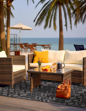 Charcoal 9' x 12' Outdoor Trellis Textured Rectangle Area Rug Weather Resistant for Patio, Deck, Terrace, Balcony, Porch Geometric Design Water Safe Outside Carpet for Sale at Rug Engine