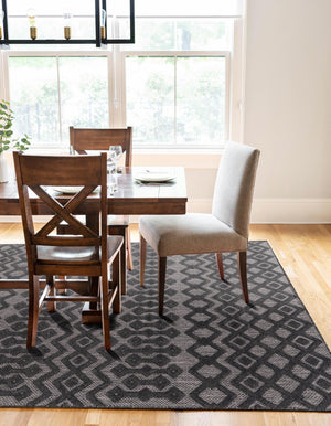 Charcoal 2' x 3' Outdoor Trellis Textured Rectangle Area Rug Weather Resistant for Patio, Deck, Terrace, Balcony, Porch Geometric Design Water Safe Outside Carpet for Sale at Rug Engine