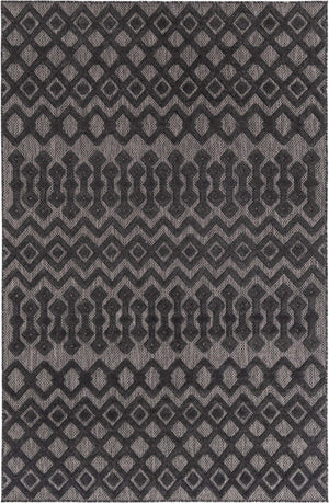 Charcoal 5' 3 x 8' Outdoor Trellis Textured Rectangle Area Rug Weather Resistant for Patio, Deck, Terrace, Balcony, Porch Geometric Design Water Safe Outside Carpet for Sale at Rug Engine