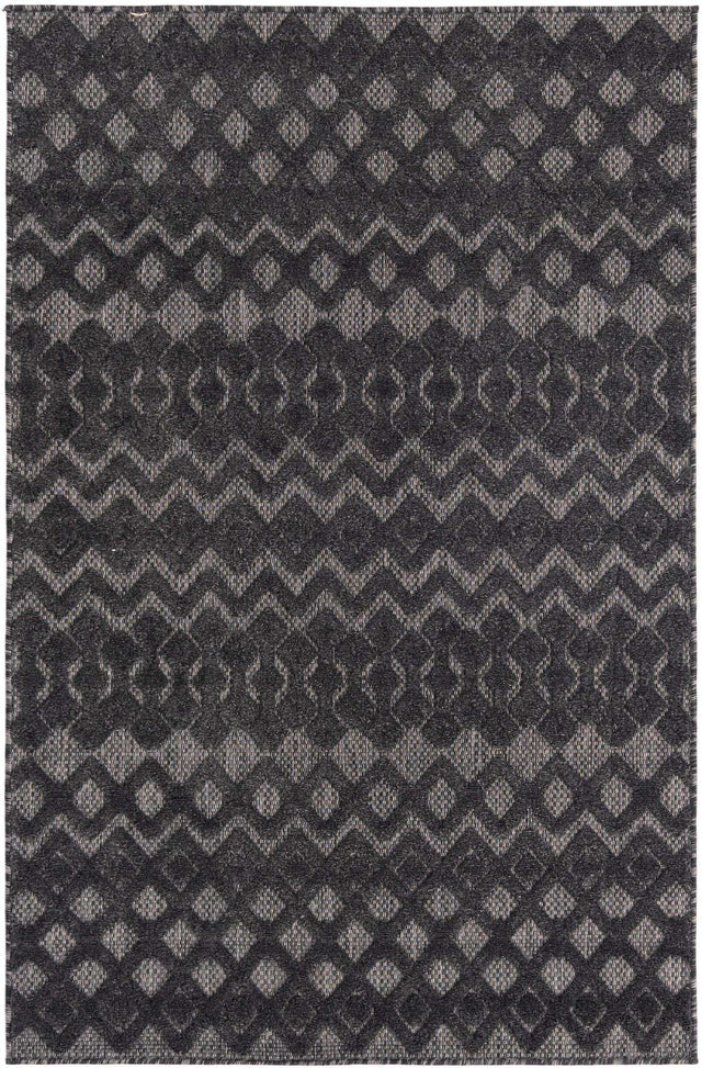 Charcoal 4' x 6' Outdoor Trellis Textured Rectangle Area Rug Weather Resistant for Patio, Deck, Terrace, Balcony, Porch Geometric Design Water Safe Outside Carpet for Sale at Rug Engine