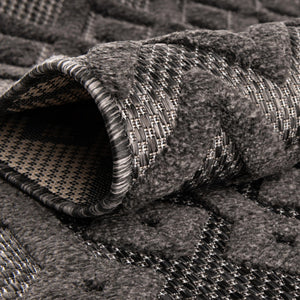 Charcoal 7' 10 x 7' 10 Outdoor Trellis Textured Square Area Rug Weather Resistant for Patio, Deck, Terrace, Balcony, Porch Geometric Design Water Safe Outside Carpet for Sale at Rug Engine