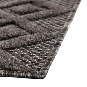 Charcoal 7' 10 x 7' 10 Outdoor Trellis Textured Square Area Rug Weather Resistant for Patio, Deck, Terrace, Balcony, Porch Geometric Design Water Safe Outside Carpet for Sale at Rug Engine
