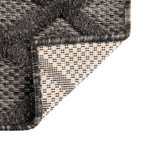 Charcoal 7' 10 x 7' 10 Outdoor Trellis Textured Square Area Rug Weather Resistant for Patio, Deck, Terrace, Balcony, Porch Geometric Design Water Safe Outside Carpet for Sale at Rug Engine