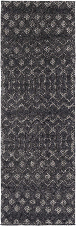 Charcoal 2' x 6' Outdoor Trellis Textured Runner Area Rug Weather Resistant for Patio, Deck, Terrace, Balcony, Porch Geometric Design Water Safe Outside Carpet for Sale at Rug Engine