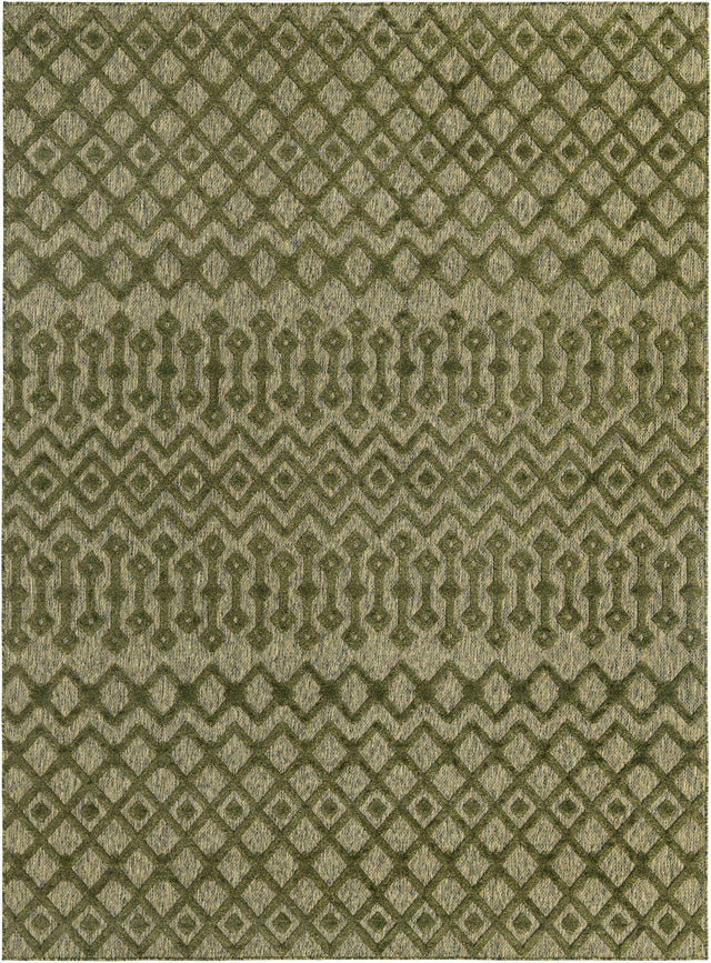 Green 9' x 12' Outdoor Trellis Textured Rectangle Area Rug Weather Resistant for Patio, Deck, Terrace, Balcony, Porch Geometric Design Water Safe Outside Carpet for Sale at Rug Engine