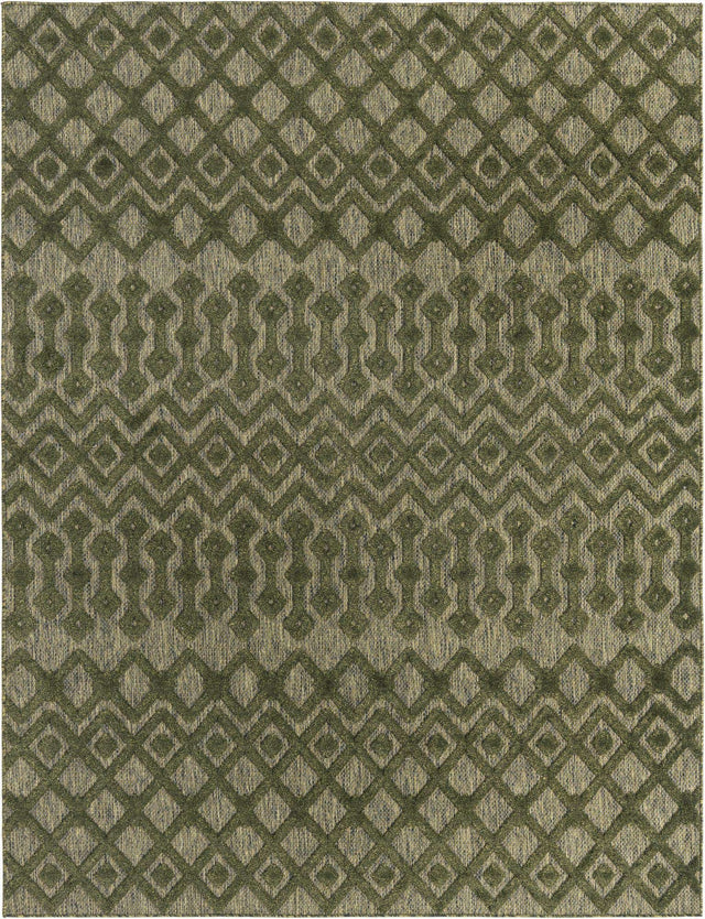 Green 7' 10 x 10' Outdoor Trellis Textured Rectangle Area Rug Weather Resistant for Patio, Deck, Terrace, Balcony, Porch Geometric Design Water Safe Outside Carpet for Sale at Rug Engine