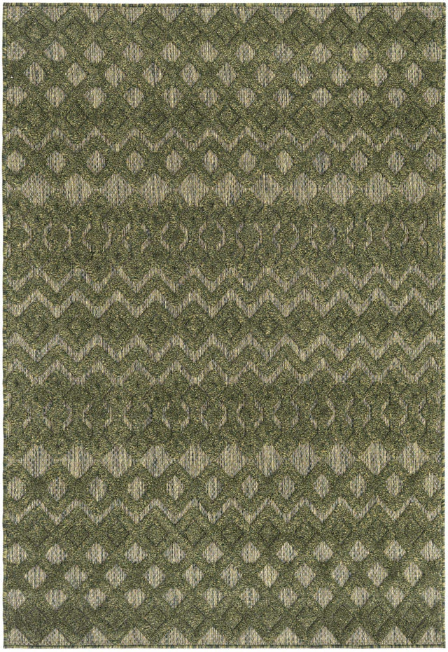 Green 4' x 6' Outdoor Trellis Textured Rectangle Area Rug Weather Resistant for Patio, Deck, Terrace, Balcony, Porch Geometric Design Water Safe Outside Carpet for Sale at Rug Engine
