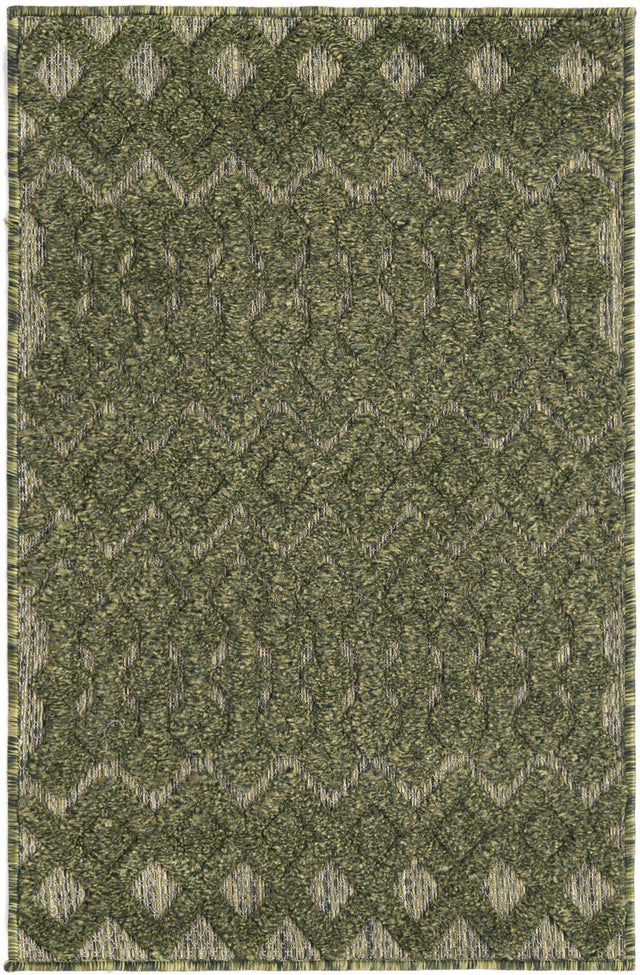Green 2' x 3' Outdoor Trellis Textured Rectangle Area Rug Weather Resistant for Patio, Deck, Terrace, Balcony, Porch Geometric Design Water Safe Outside Carpet for Sale at Rug Engine
