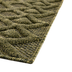 Green 7' 10 x 7' 10 Outdoor Trellis Textured Square Area Rug Weather Resistant for Patio, Deck, Terrace, Balcony, Porch Geometric Design Water Safe Outside Carpet for Sale at Rug Engine