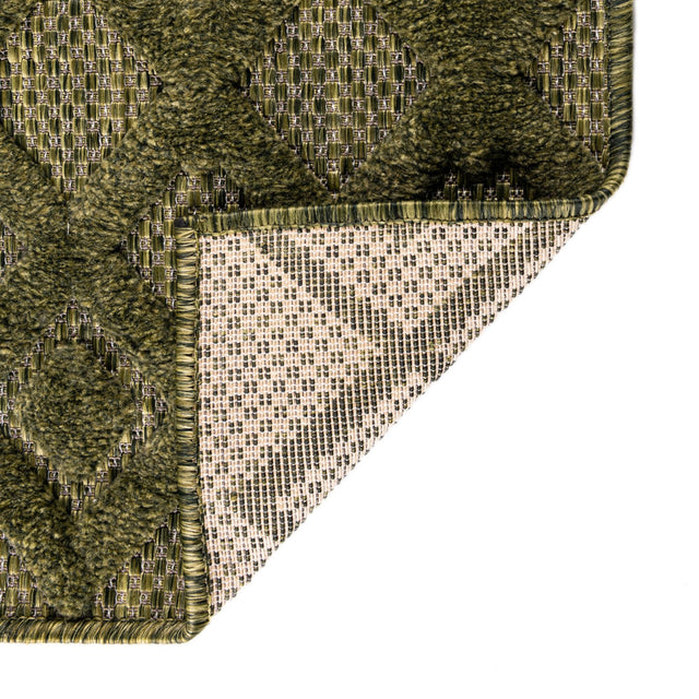 Green 7' 10 x 7' 10 Outdoor Trellis Textured Square Area Rug Weather Resistant for Patio, Deck, Terrace, Balcony, Porch Geometric Design Water Safe Outside Carpet for Sale at Rug Engine