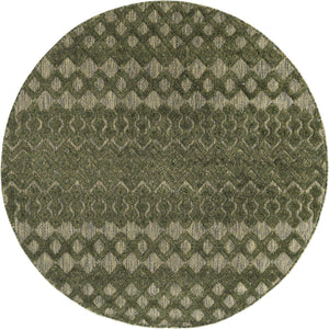 Green 5' 3 x 5' 3 Outdoor Trellis Textured Round Area Rug Weather Resistant for Patio, Deck, Terrace, Balcony, Porch Geometric Design Water Safe Outside Carpet for Sale at Rug Engine