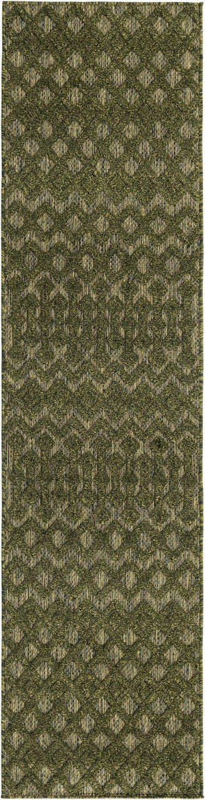 Green 2' x 8' Outdoor Trellis Textured Runner Area Rug Weather Resistant for Patio, Deck, Terrace, Balcony, Porch Geometric Design Water Safe Outside Carpet for Sale at Rug Engine