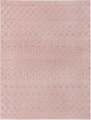 Pink 9' x 12' Outdoor Trellis Textured Rectangle Area Rug Weather Resistant for Patio, Deck, Terrace, Balcony, Porch Geometric Design Water Safe Outside Carpet for Sale at Rug Engine