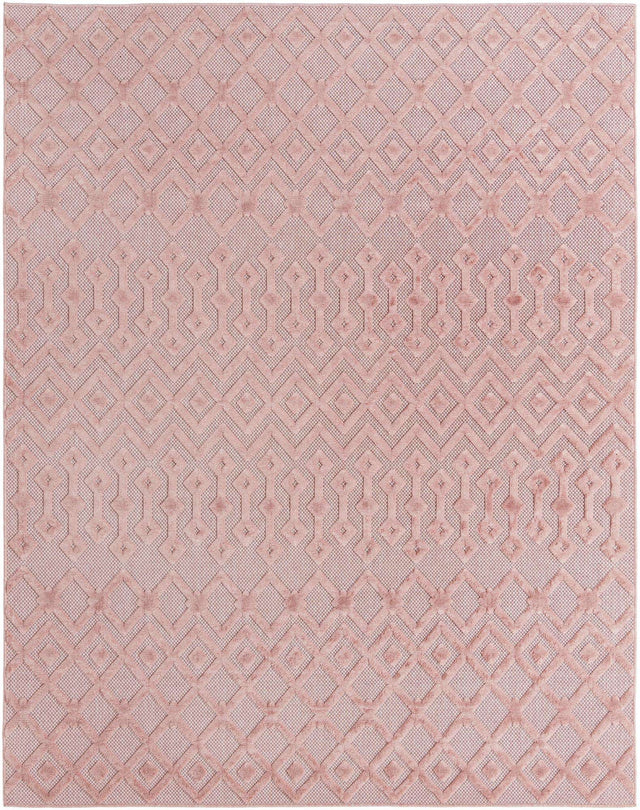 Pink 7' 10 x 10' Outdoor Trellis Textured Rectangle Area Rug Weather Resistant for Patio, Deck, Terrace, Balcony, Porch Geometric Design Water Safe Outside Carpet for Sale at Rug Engine