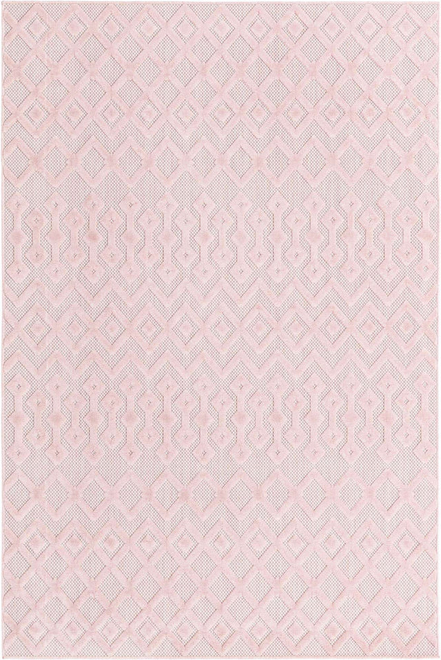 Pink 6' x 9' Outdoor Trellis Textured Rectangle Area Rug Weather Resistant for Patio, Deck, Terrace, Balcony, Porch Geometric Design Water Safe Outside Carpet for Sale at Rug Engine