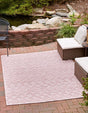 Pink 2' x 3' Outdoor Trellis Textured Rectangle Area Rug Weather Resistant for Patio, Deck, Terrace, Balcony, Porch Geometric Design Water Safe Outside Carpet for Sale at Rug Engine