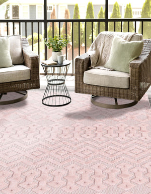 Pink 4' x 6' Outdoor Trellis Textured Rectangle Area Rug Weather Resistant for Patio, Deck, Terrace, Balcony, Porch Geometric Design Water Safe Outside Carpet for Sale at Rug Engine