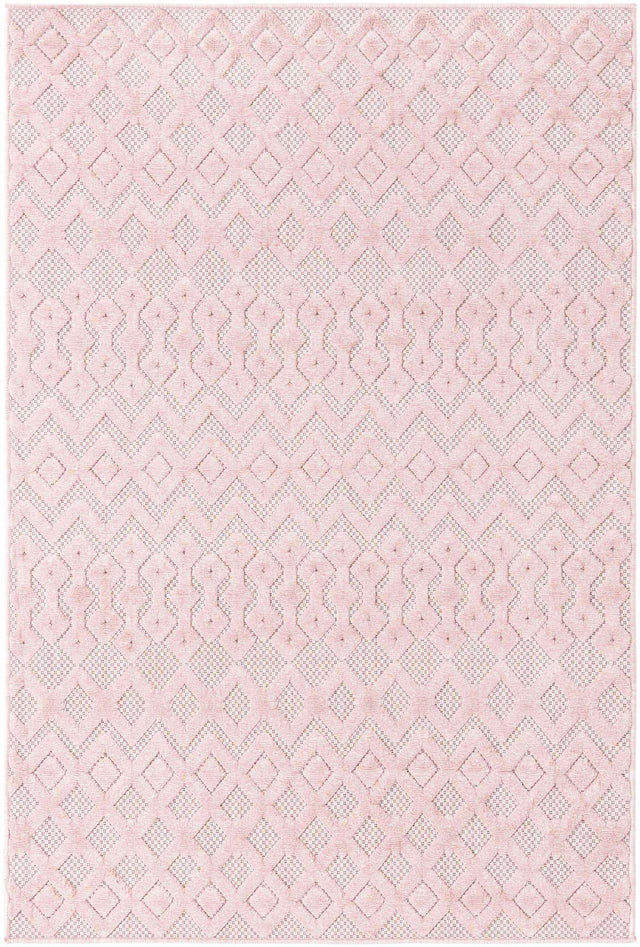 Pink 4' x 6' Outdoor Trellis Textured Rectangle Area Rug Weather Resistant for Patio, Deck, Terrace, Balcony, Porch Geometric Design Water Safe Outside Carpet for Sale at Rug Engine