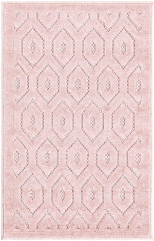 Pink 2' x 3' Outdoor Trellis Textured Rectangle Area Rug Weather Resistant for Patio, Deck, Terrace, Balcony, Porch Geometric Design Water Safe Outside Carpet for Sale at Rug Engine