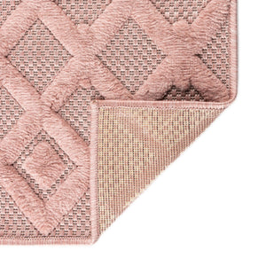 Pink 7' 10 x 7' 10 Outdoor Trellis Textured Square Area Rug Weather Resistant for Patio, Deck, Terrace, Balcony, Porch Geometric Design Water Safe Outside Carpet for Sale at Rug Engine
