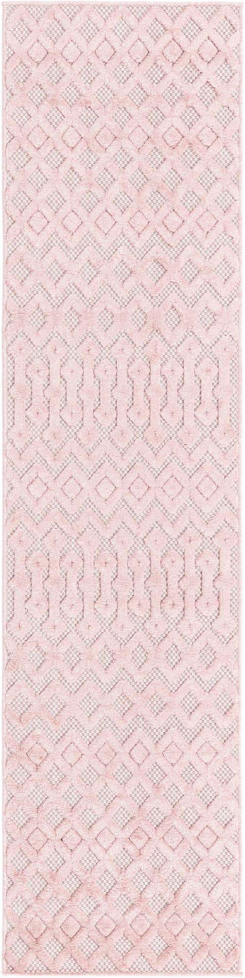 Pink 2' x 8' Outdoor Trellis Textured Runner Area Rug Weather Resistant for Patio, Deck, Terrace, Balcony, Porch Geometric Design Water Safe Outside Carpet for Sale at Rug Engine
