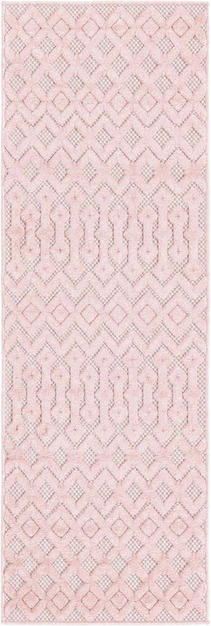Pink 2' x 6' Outdoor Trellis Textured Runner Area Rug Weather Resistant for Patio, Deck, Terrace, Balcony, Porch Geometric Design Water Safe Outside Carpet for Sale at Rug Engine