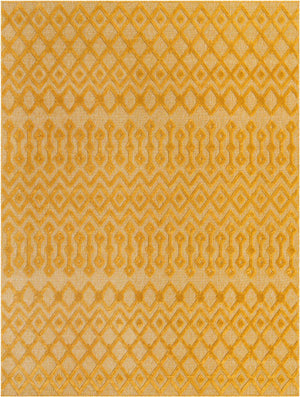 Yellow 9' x 12' Outdoor Trellis Textured Rectangle Area Rug Weather Resistant for Patio, Deck, Terrace, Balcony, Porch Geometric Design Water Safe Outside Carpet for Sale at Rug Engine