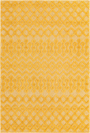 Yellow 6' x 9' Outdoor Trellis Textured Rectangle Area Rug Weather Resistant for Patio, Deck, Terrace, Balcony, Porch Geometric Design Water Safe Outside Carpet for Sale at Rug Engine